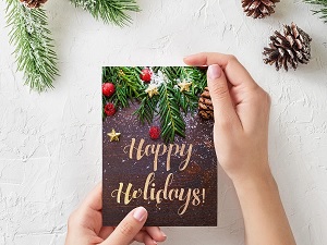 card reading "Happy Holidays"
